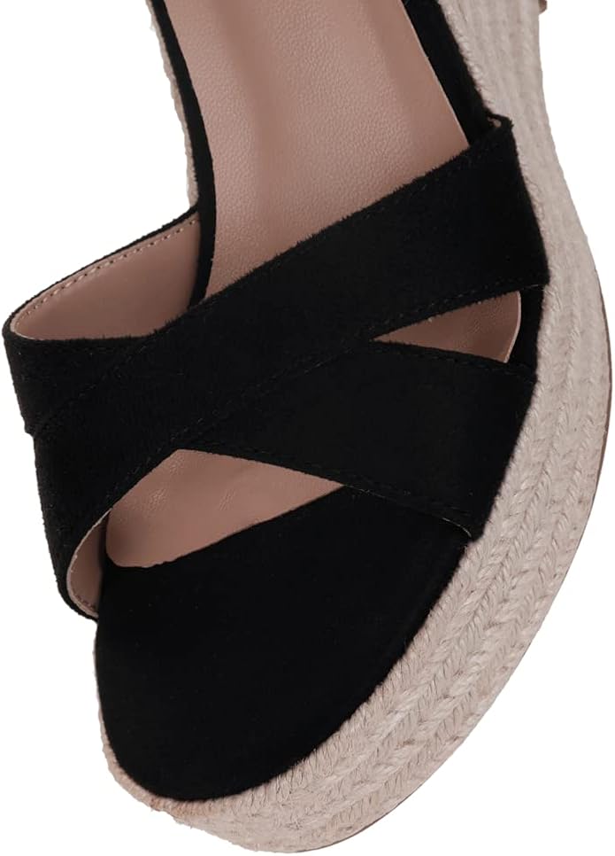 VICKI·VICKI Wedges for Women Platform Sandals Wedge Heels for Sandals Comfortable Summer Espadrille Shoes Ankle Strap&Open Toe