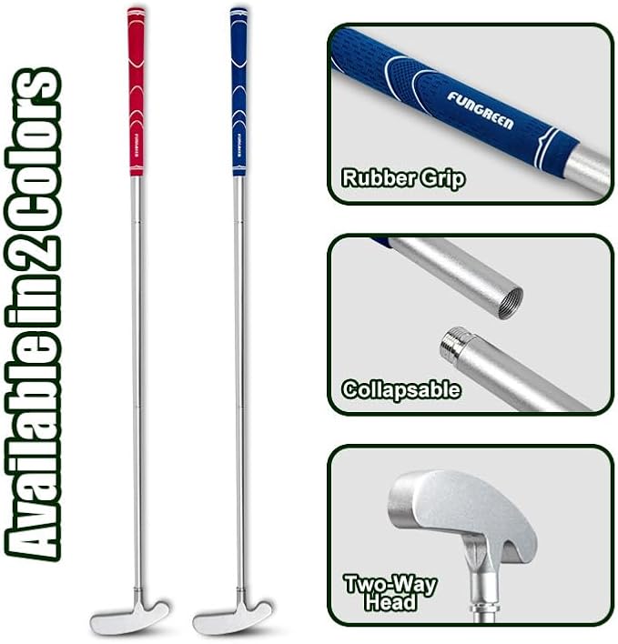 FUNGREEN Golf 2PCS/Pack Two-Way Putter Club for Right or Left Handed Golfers Foldable Alloy Rod Head Adults Golf Putter - 34" Length