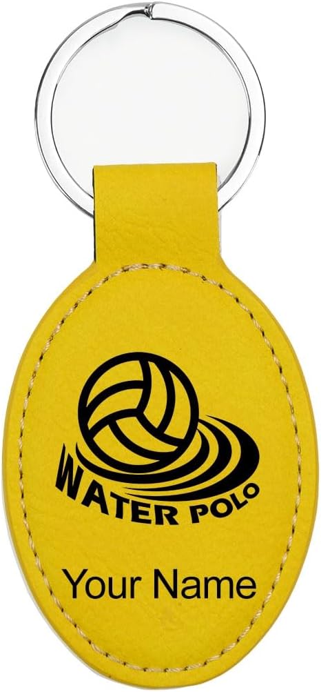 LaserGram Oval Keychain, Water Polo, Personalized Engraving Included
