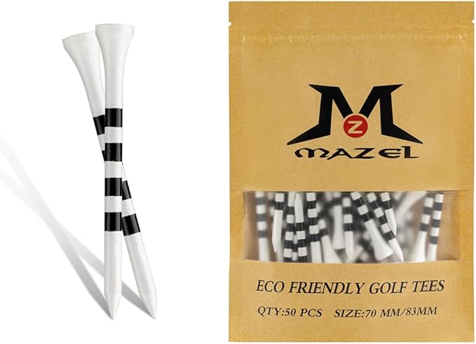 MAZEL Natural Wood/Bamboo Golf Tees 2 3/4 Inch & 3 1/4 Inch,Pack 50 or 120,Reduce Friction & Side Spin,More Stable Golf Tees