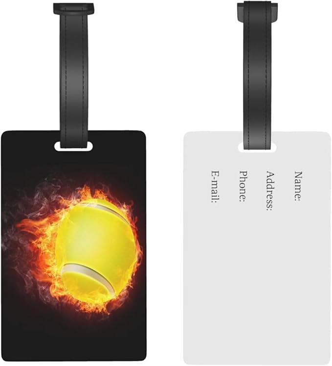 Flame Tennis Ball Luggage Tag Suitcase Identify Labels Personalized Travel Bag Tag 2.5X4.1Inch