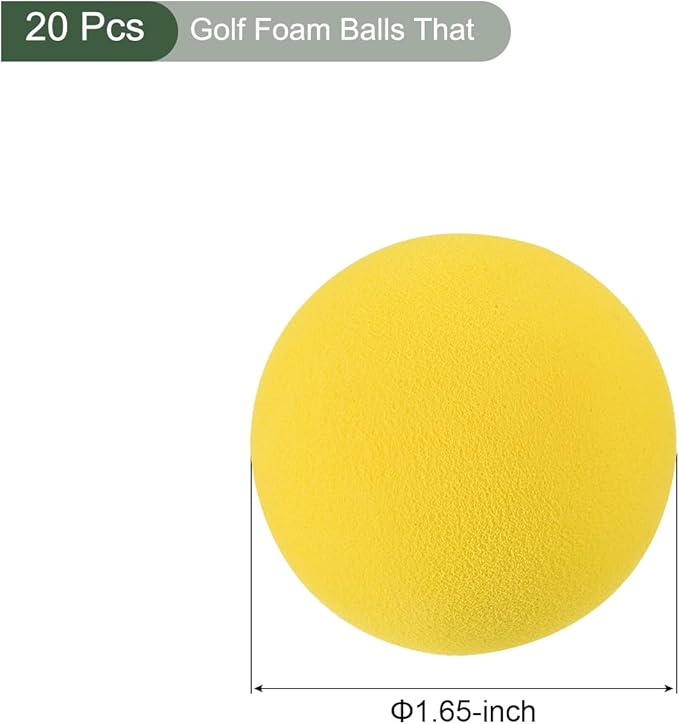 YOKIVE 20 Pcs Golf Foam Ball, Sports EVA Sponge Balls Exercise Flight Swing Practicing for Indoor Golf Training(Yellow, 42-mm)