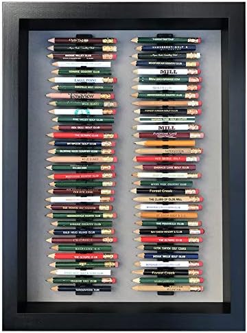 Eureka Golf Pencil Display Case | Holds 64 Round & Hexaganal Pencils| Black/Gray | Made in The USA