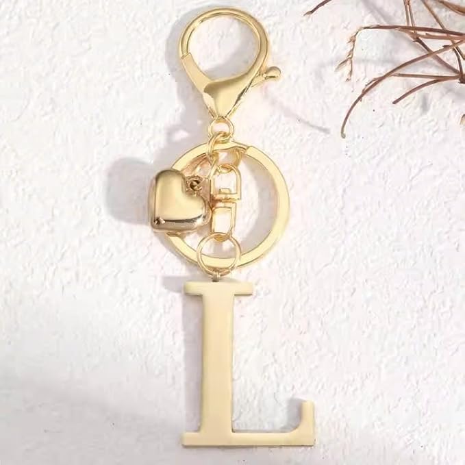 Metal Heart Alphabet Keychain for Women, Girls - Cute Initial Letter Accessories for Purse, Bag Charms and Backpack