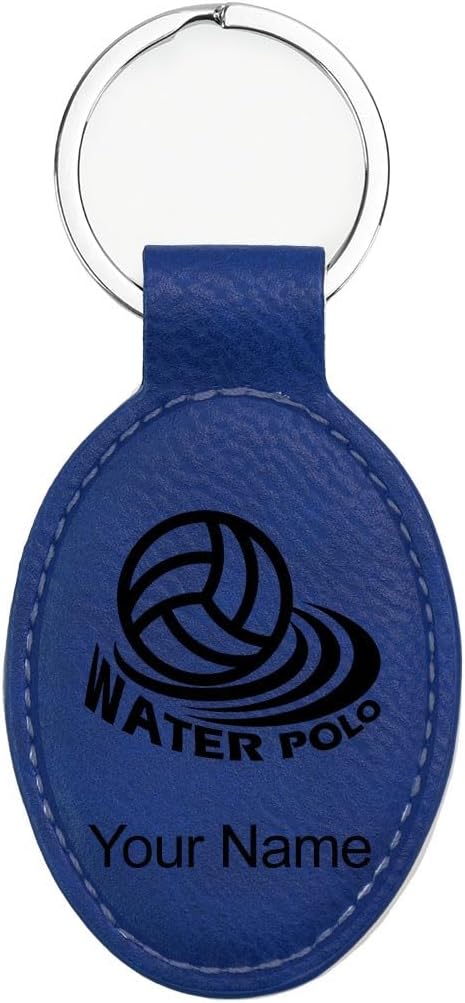 LaserGram Oval Keychain, Water Polo, Personalized Engraving Included