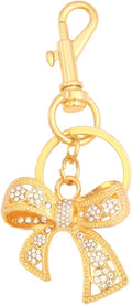 Sparkly Bow Bag Charm Keychain - Rhinestone Bow Key Chain for Women - Cute Purse Handbag Charms Accessories
