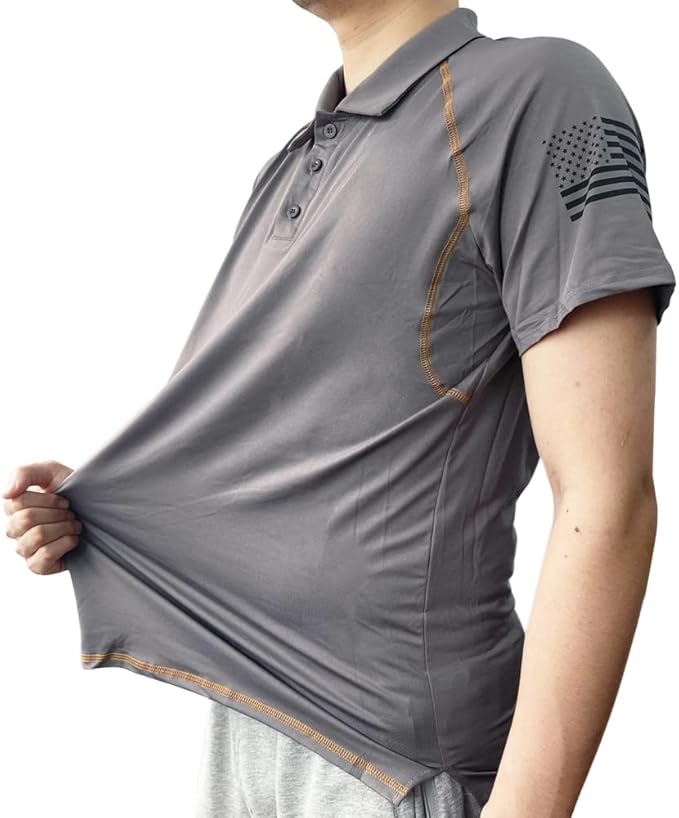 HARGLESMAN Men's 1776 Independence Day American Flag Short Sleeve Polo Golft Shirt(S-3XL)