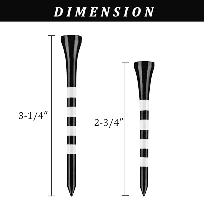 MAZEL Natural Wood/Bamboo Golf Tees 2 3/4 Inch & 3 1/4 Inch,Pack 50 or 120,Reduce Friction & Side Spin,More Stable Golf Tees