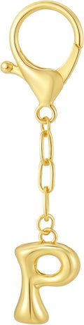 Gold Bubble Initial Keychain Charm for Women Chunky Bag Purse Charms A-Z Letter Key Chains for Handbag Accessories