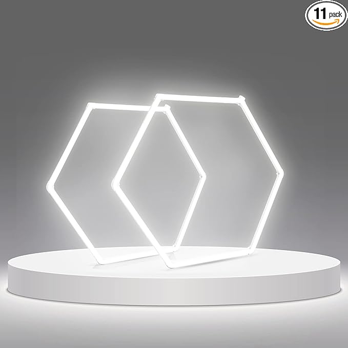 LED Hexagon Garage Light: 12700LM Car Detailing Shop Light, DIY Splicing Ceiling & Wall Decor Lights, for Workshop Basement Gym Warehouse Bar Gaming Room