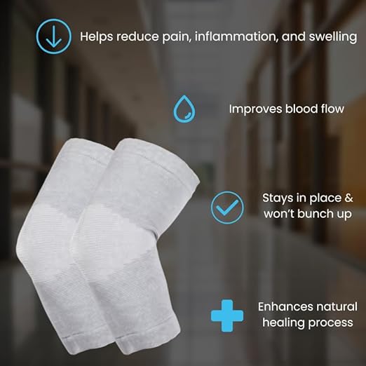 Wonder Care Bamboo Elbow Support Compression Sleeve for Tennis, Golf Elbow, Joint Pain Relief, White, Pack of 2 (Medium)