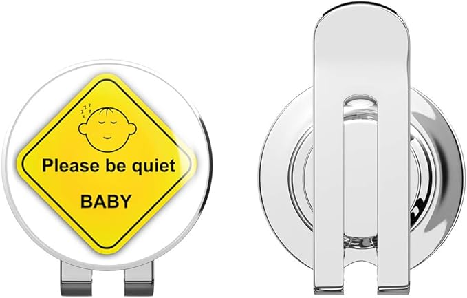 Please Be Quiet Baby Face Warning Sign Golf Hat Clip with Magnetic Ball Marker