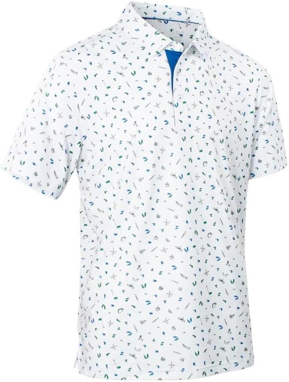 Mens Golf Shirts Quick Dry Moisture Wicking Casual Short Sleeve Performance Athletic Print Collared Stylish Men Polo Shirt