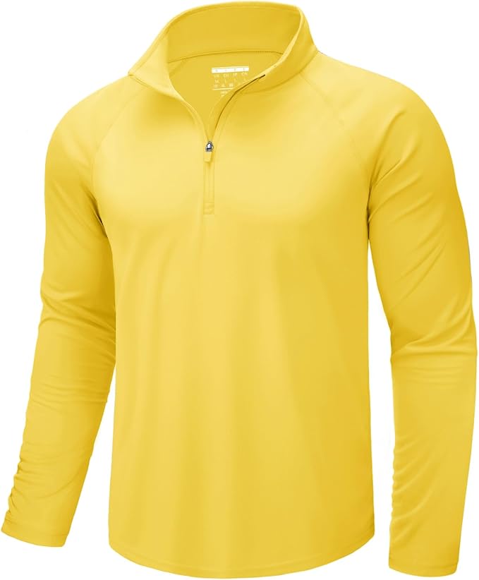 CRYSULLY Men's Long Sleeve 1/4 Zip Shirts Sun Protection Pullover UPF 50+ Rash Guard Running Lightweight T Shirt