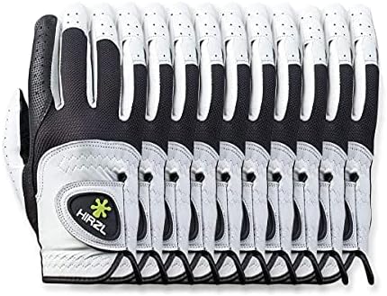 HIRZL Trust Control 2.0 Golf Gloves, All Weather Mens Golf Glove, White/Black, Kangaroo Leather Palm, Cabretta Leather Backhand, Trusted by Pro’s, Sweat Free, Ultimate Grip