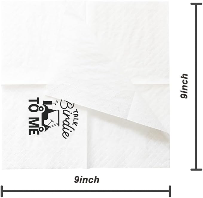 SharkBliss Funny Sarcastic Golf Quotes Cocktail Napkins, 100 Pack Talk Birdie To Me Disposable Paper Cocktail Napkins For Retirement Birthday Bachelor Party 2-Ply, 5x5" (Talk Birdie To Me)