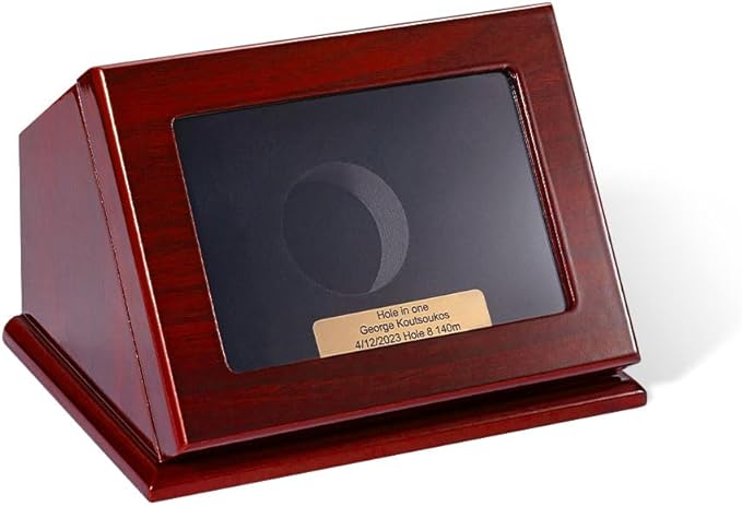Custom Engraved Hole in One Golf Ball Display Case Wood Personalized Golf Ball Holder Display Golf Gifts for Men Women Dad 7×5.1×4.72Inch