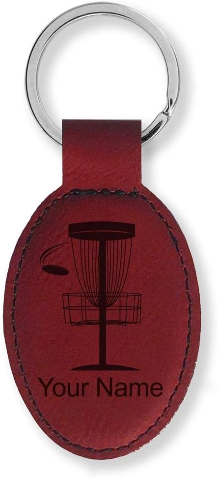 LaserGram Oval Keychain, Disc Golf, Personalized Engraving Included