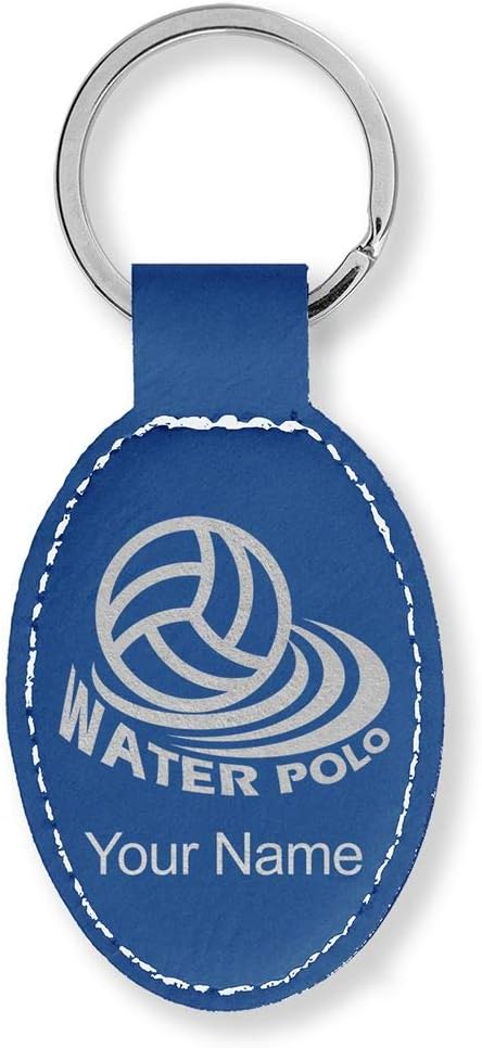 LaserGram Oval Keychain, Water Polo, Personalized Engraving Included