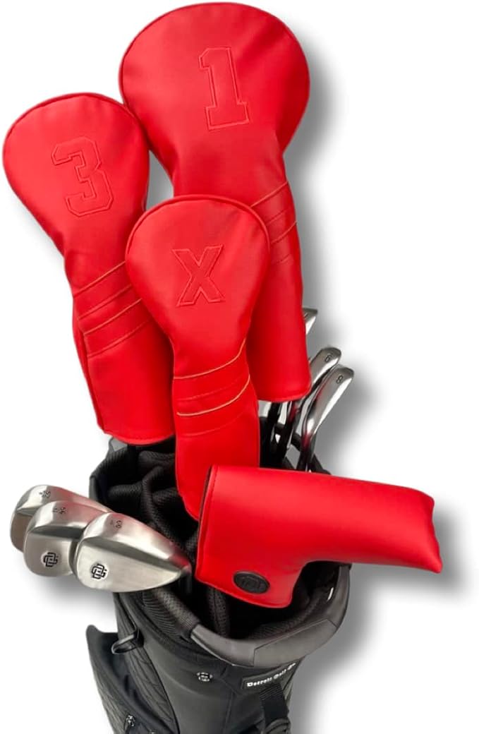 Vintage Golf Club Head Covers – 3 Pack Set – Premium Classic PU Leather – Fits Drivers, Fairway Woods, Hybrids – Durable, Stylish Protection