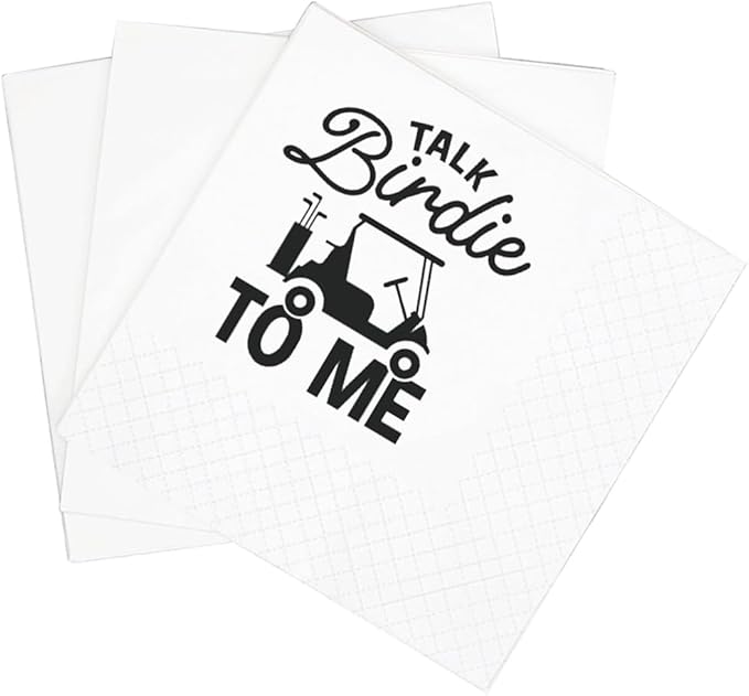 SharkBliss Funny Sarcastic Golf Quotes Cocktail Napkins, 100 Pack Talk Birdie To Me Disposable Paper Cocktail Napkins For Retirement Birthday Bachelor Party 2-Ply, 5x5" (Talk Birdie To Me)