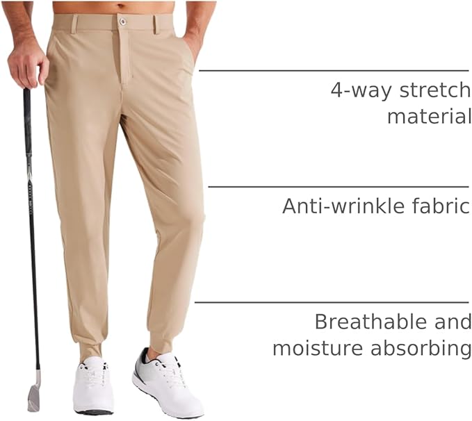 Libin Men's Golf Pants Joggers Lightweight 3 Pockets Slim Fit Soft Stretchy Tapered Work Dress Athletic