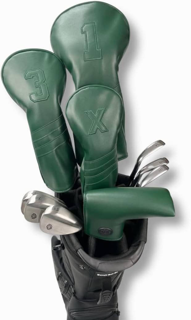 Vintage Golf Club Head Covers – 3 Pack Set – Premium Classic PU Leather – Fits Drivers, Fairway Woods, Hybrids – Durable, Stylish Protection