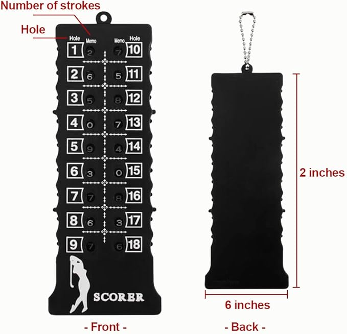 Golf 18 Holes Counters - Golfer Tracking Stats Scoreboards for Training Practice Competition, 2 PCS (Black and Red)