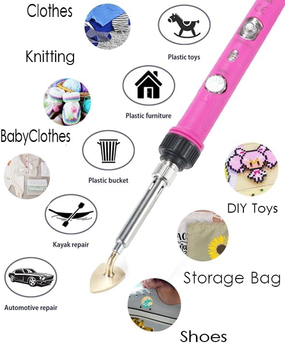 Arokimi Mini Iron, 80W Small Iron for Crafts Patches Shoes Hats, Adjustable Temperature, Easy to Use, with Replaceable Iron Tips (Hotpink)