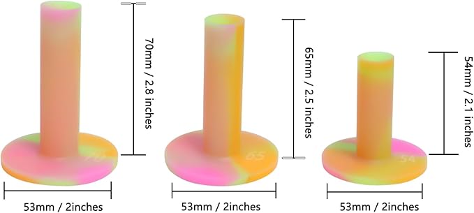 LeFeng Sports Golf Rubber Tees Holder Set, Mixed Size Durable and Hight Elastic Driving Range Tees, Colorful Golf Tees for Golf Practice Mat (3Pcs Multicolor Golf Tee)