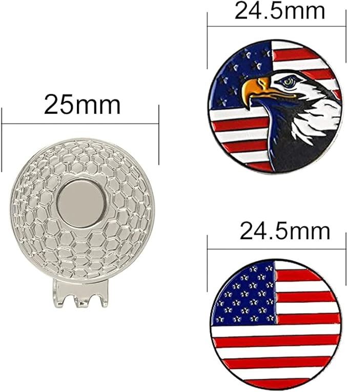 Colorful Golf Ball Markers with Silver Color Golf Hat Clips