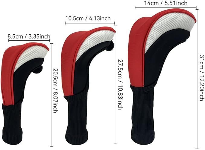 Golf Head Covers for Fairway Woods Driver Hybrids 5 Pieces Nylon Mesh Sports Fan Golf Club Headcovers-Golf Accessories for Men Women.