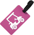 Golf Bag Tag – Golf Cart Magenta Design, Flexible & Waterproof Silicone Luggage Tag, Secure Strap for Bag Identification, Great Golf Gift for Players & Enthusiasts