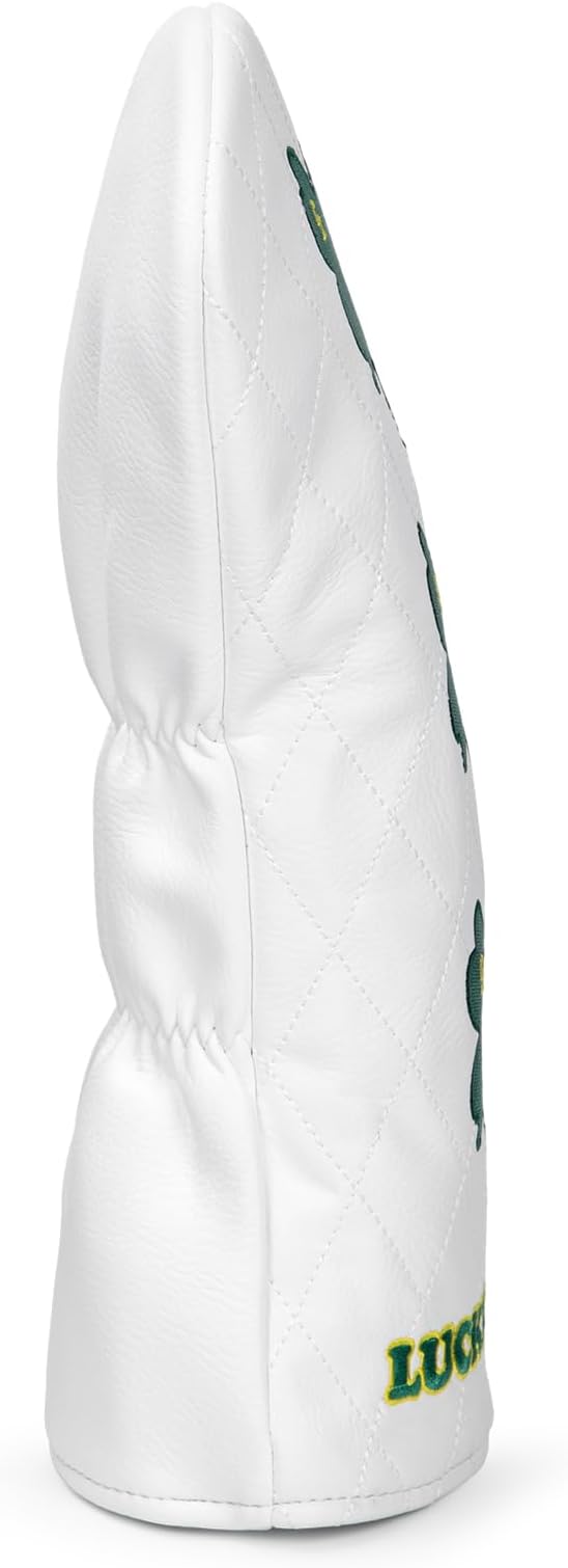 Golf Club Covers, 1pc or 3pcs Golf Headcovers Set 1 3 h, White PU Leather Driver Headcover, 3 Wood Cover, Hybrid Headcover Lucky Clover Style Golf Club Protective Case