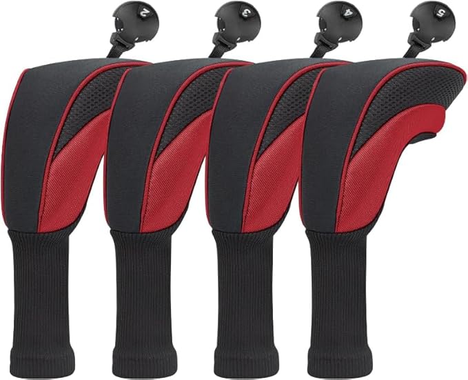 Golf Head Covers for Fairway Woods Driver Hybrids 5 Pieces Nylon Mesh Sports Fan Golf Club Headcovers-Golf Accessories for Men Women.
