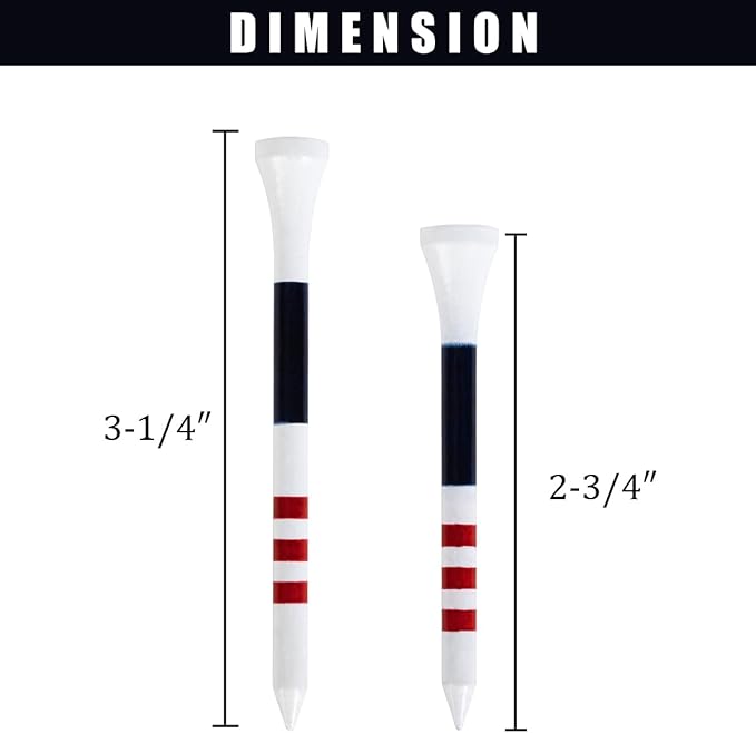 MAZEL Natural Wood/Bamboo Golf Tees 2 3/4 Inch & 3 1/4 Inch,Pack 50 or 120,Reduce Friction & Side Spin,More Stable Golf Tees