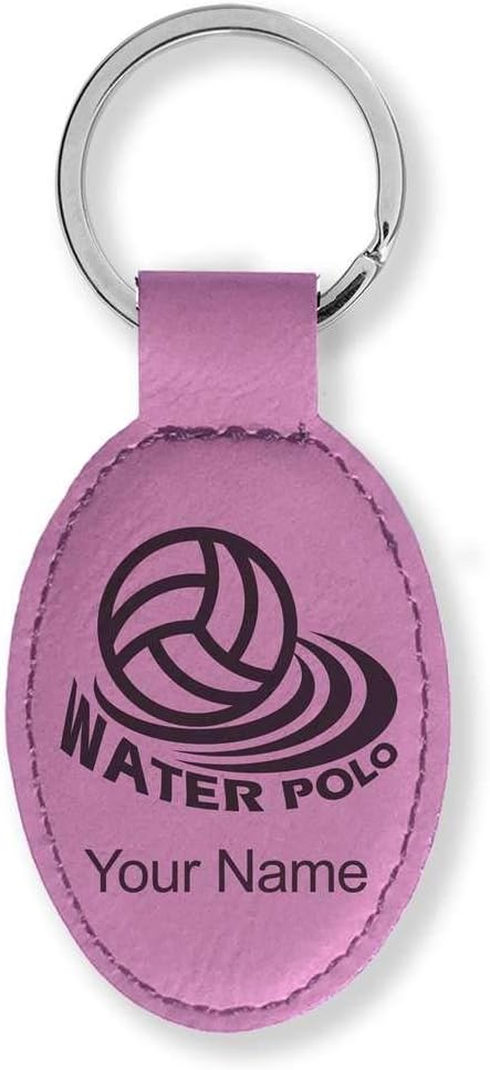 LaserGram Oval Keychain, Water Polo, Personalized Engraving Included
