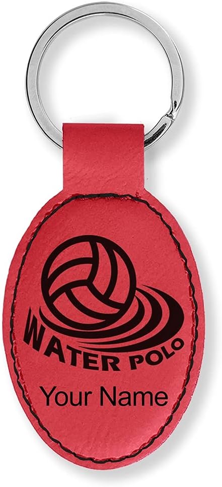 LaserGram Oval Keychain, Water Polo, Personalized Engraving Included