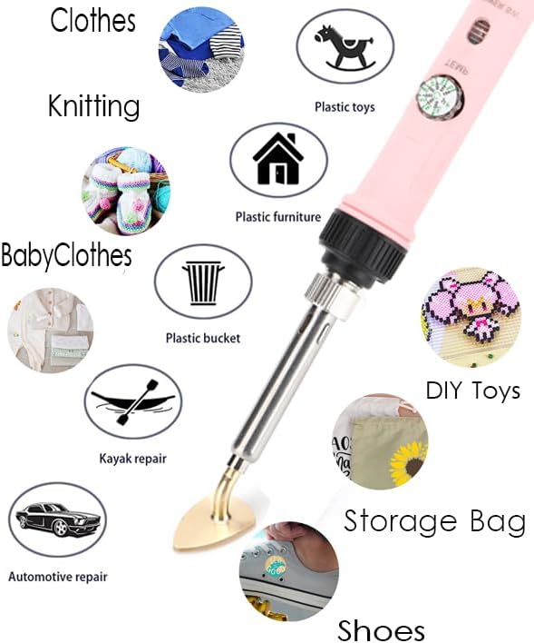 Arokimi Mini Iron, 80W Small Iron for Crafts Patches Shoes Hats, Adjustable Temperature, Easy to Use, with Replaceable Iron Tips (Pink)