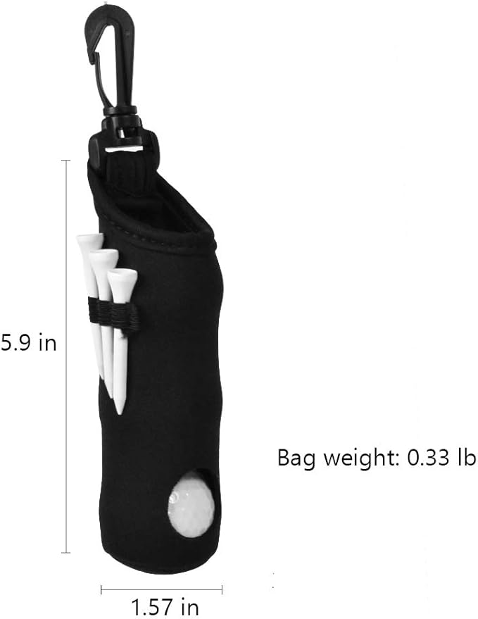 2 Pack Golf Ball Carry Bag Golf Tee Holder Pouch with Light Weight Hook Portable Golf Ball Storage Bag for 3 Golf Ball 3 Tees