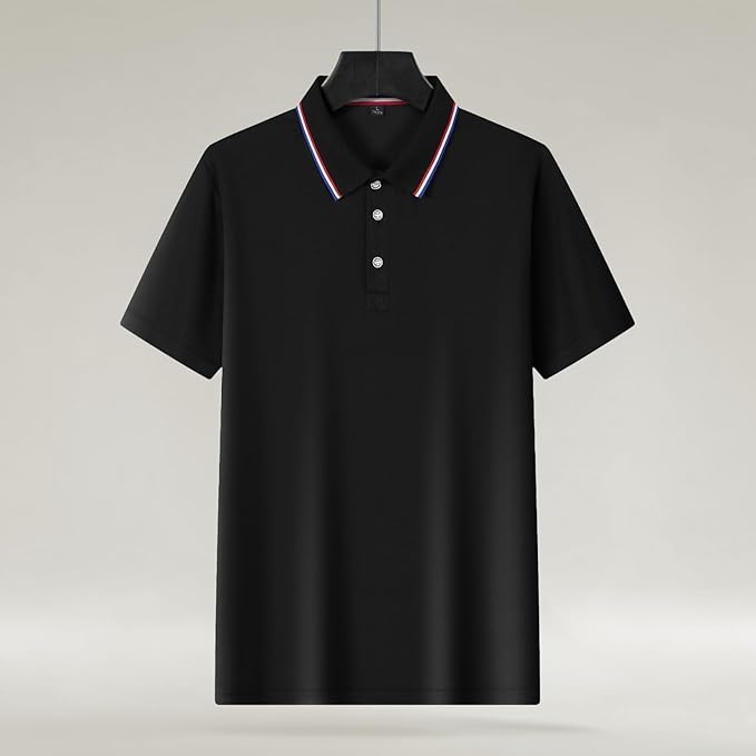 Polo Shirts for Men Dressy Casual Button Collared Golf T Shirt Classic Solid Color Business Summer Blouses