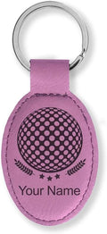 LaserGram Oval Keychain, Golf Ball, Personalized Engraving Included (Pink)