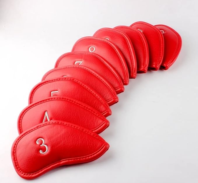 SEACLOUD 10Pcs Golf Skull Thick Synthetic Leather Iron Head Covers for Golf Iron Club Head Protectors