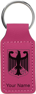 LaserGram Rectangle Keychain, Coat of Arms Germany, Personalized Engraving Included (Hot Pink)