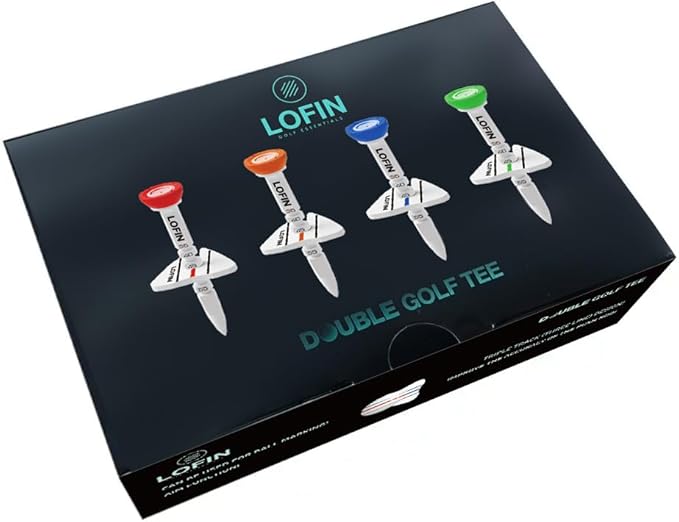 LOFIN Adjustable Height Golf Tees (4-Pack, 35–55mm) – Reusable Plastic Golf Training Tees for Consistent Distance, Durable Practice Tees for Drivers & Woods