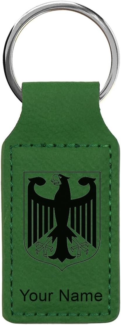LaserGram Rectangle Keychain, Coat of Arms Germany, Personalized Engraving Included (Green)