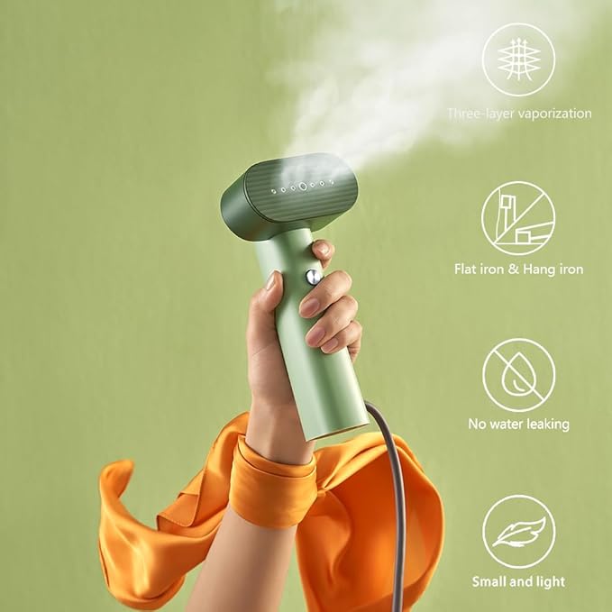 G6 2-in-1 Portable Steamer for Clothes and Iron for Clothes, Just 0.7lbs Lightly, 10 Minutes of Continuous Steam, 900W Light Steamer for travel and home (yellow)
