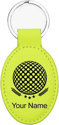 LaserGram Oval Keychain, Golf Ball, Personalized Engraving Included (Neon Green)