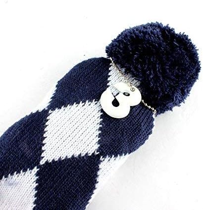 Craftsman Golf Knit Pom Pom 3pcs Headcover Set Vintange Sock Covers for Driver and Woods