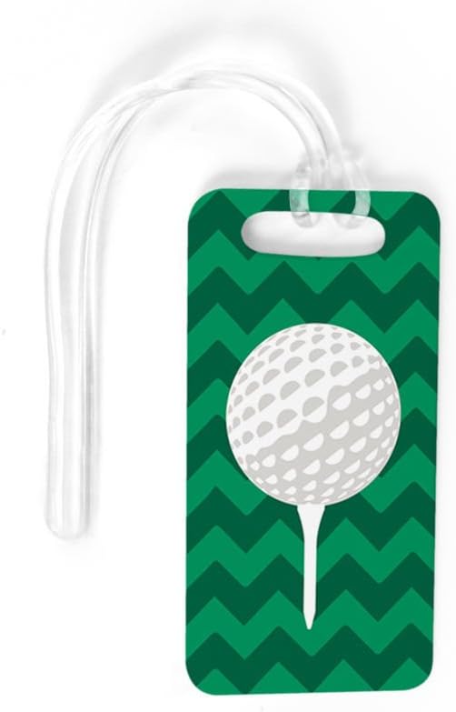 ChalkTalkSPORTS Golf Luggage & Bag Tag | Golf Ball and Tee | Custom Info on Back | Small | Green
